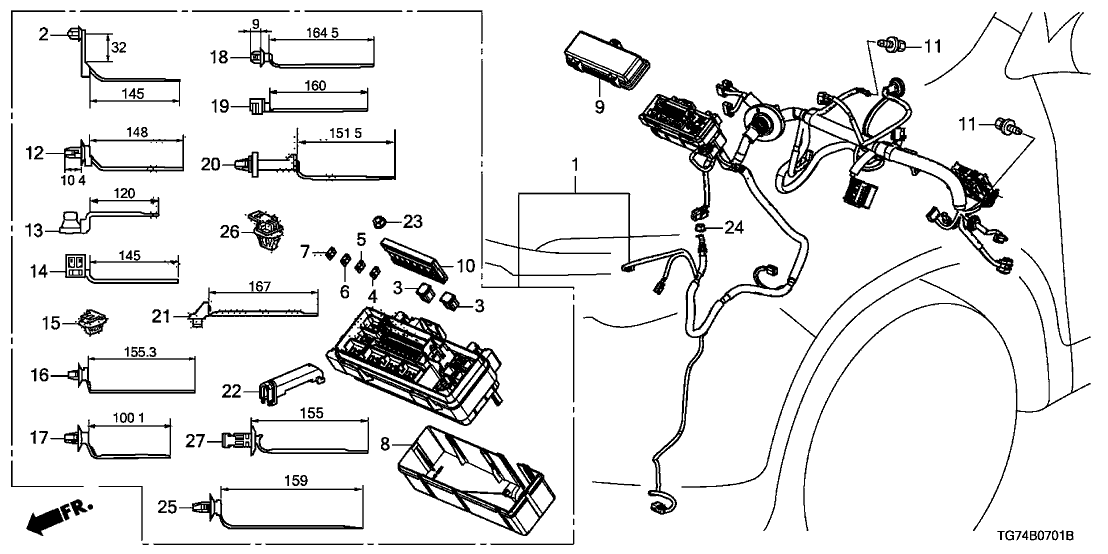 Honda 32120-TG8-A60 Wire Harness, L. Cabin