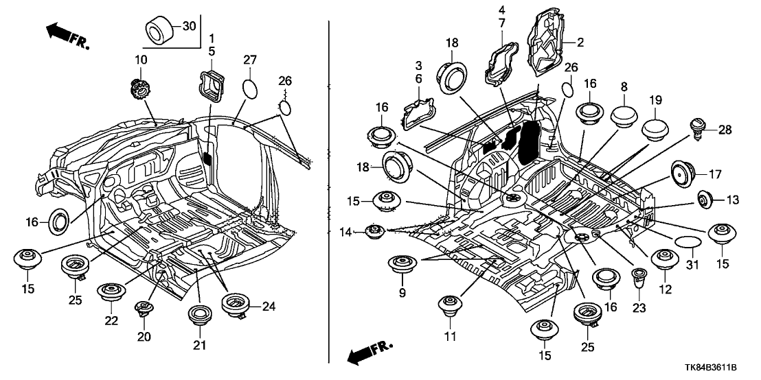 Honda 74517-TK8-A00 Absorber, R. RR. (Inner)