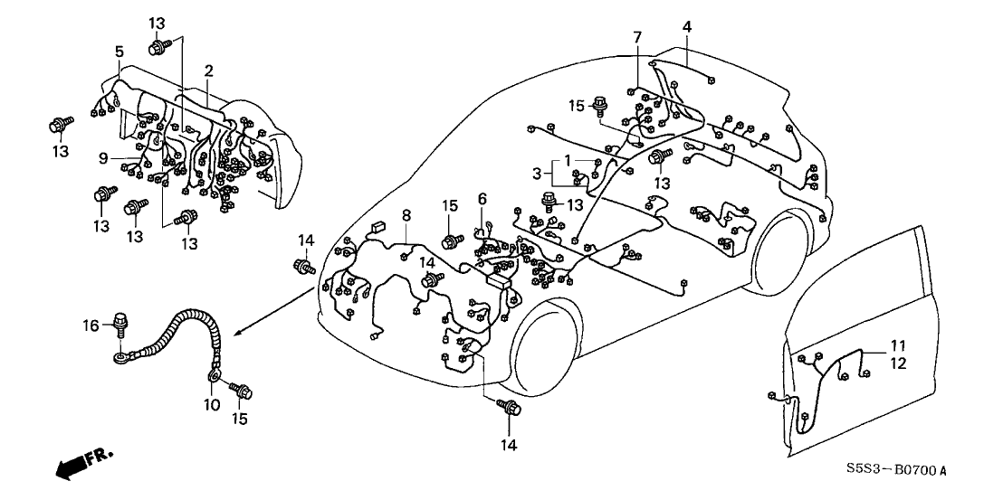 Honda 32751-S5T-A00 Wire Harness, Driver Door