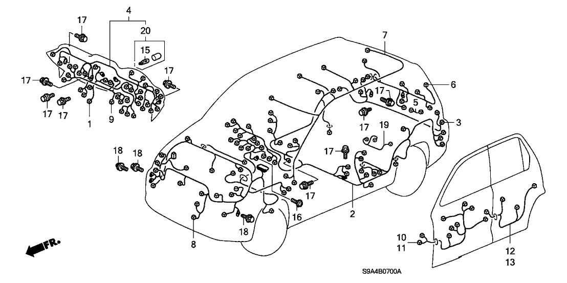 Honda 32155-S9A-A11 Wire, Interior & Sunroof