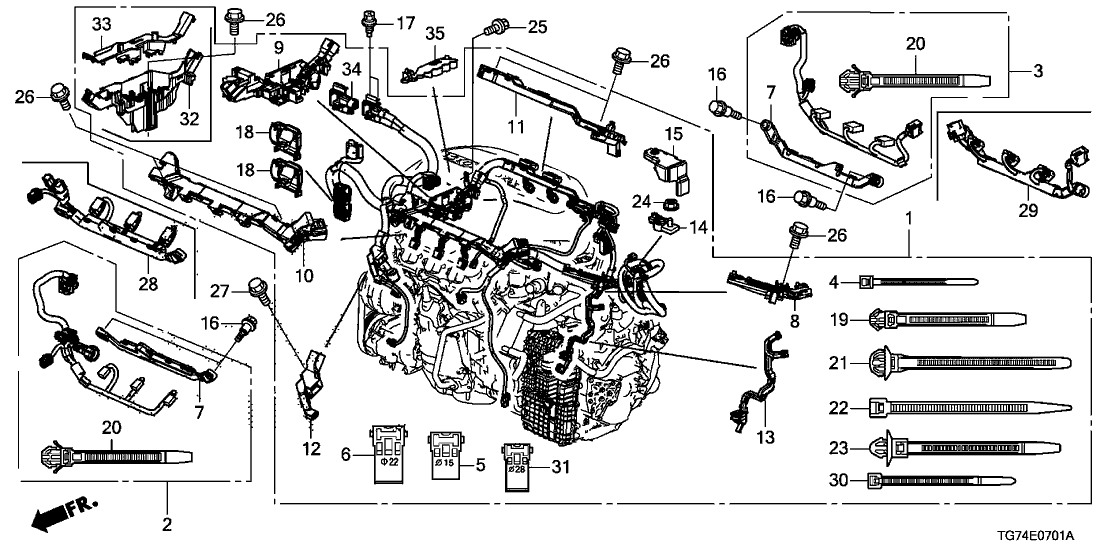 Honda 32111-RLV-A50 SUB-HARNESS, FR. INJECTOR