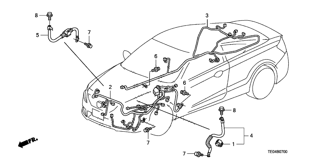 Honda 32140-TE1-A01 Wire Harness, R. Side