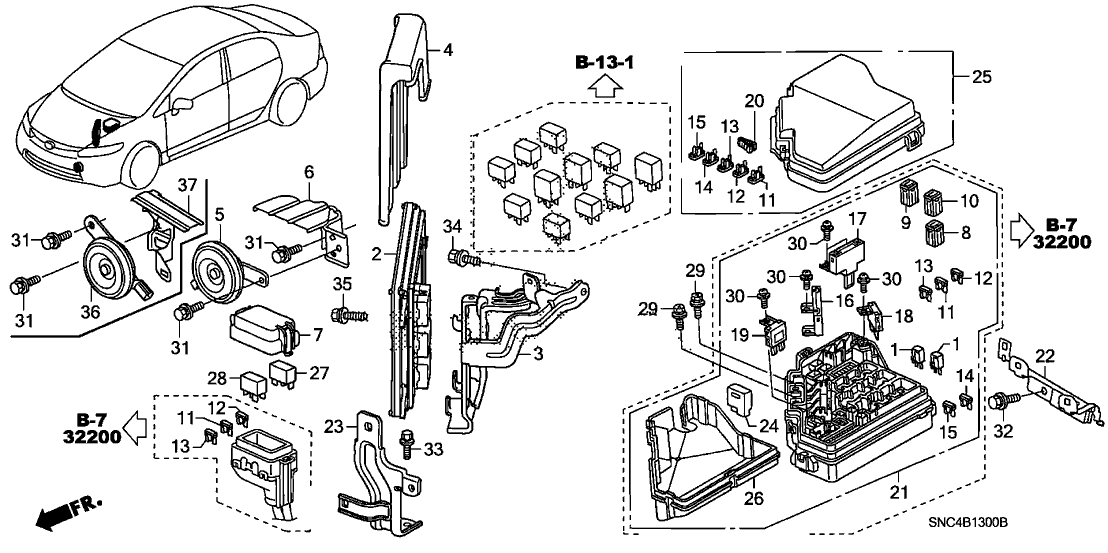 38182-SNC-A01 Honda Cover, Multi Relay (Relay/Fuse)