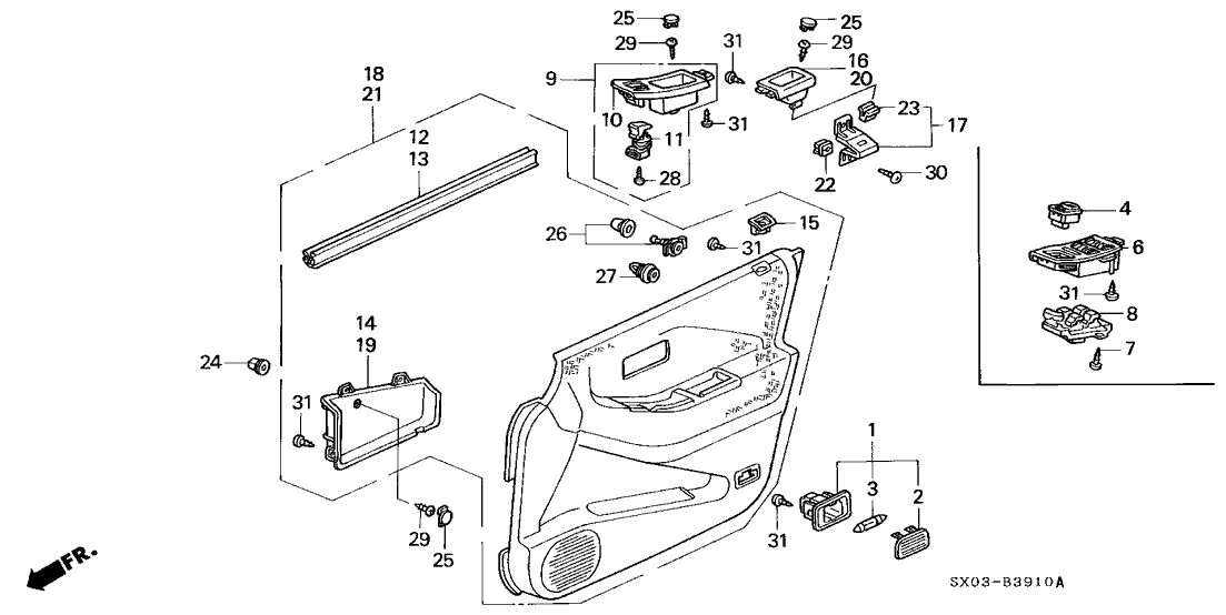 Honda 83583-SX0-A01ZB Lining Sub-Assy., L. FR. Door *NH178L* (EXCEL CHARCOAL)