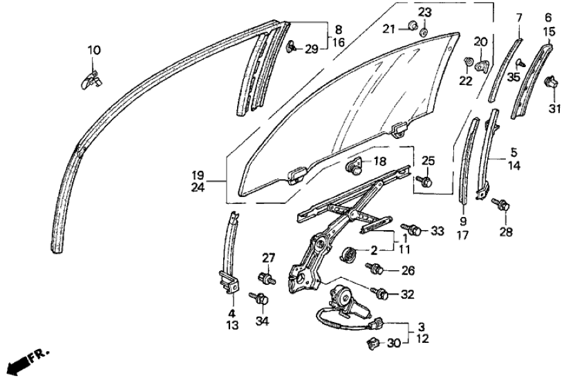 Honda 72270-SS0-003 Sash, L. FR. Door (Lower)