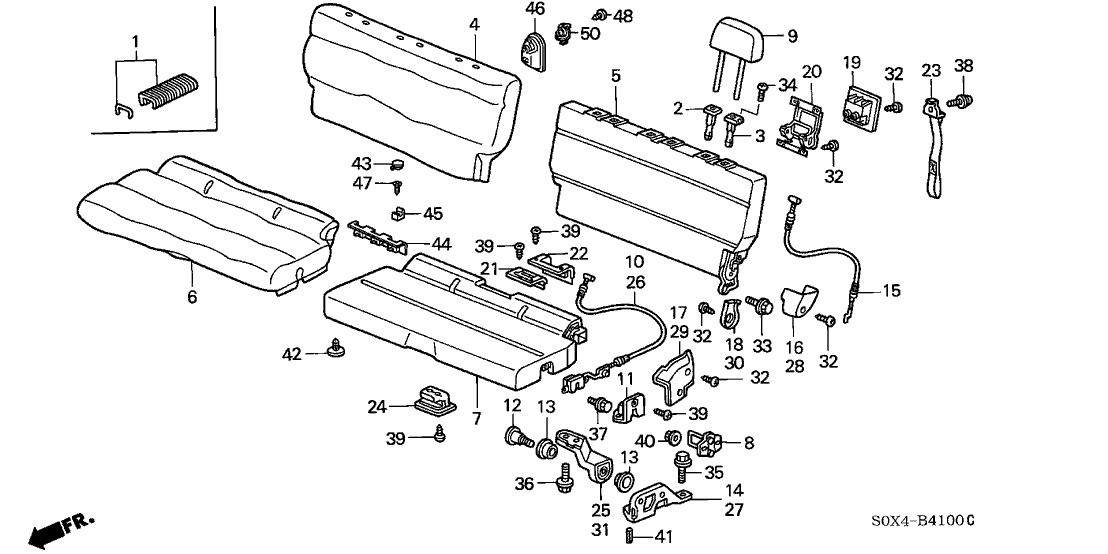 Honda 82132-S0X-J62 Pad & Frame, Rear Seat Cushion