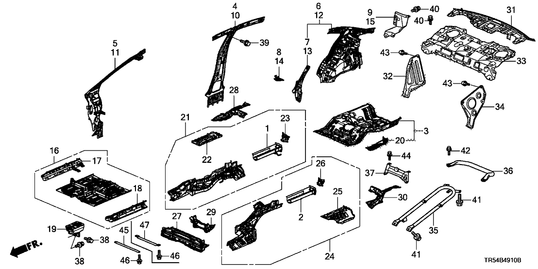 Honda 65615-TR5-A00ZZ Stiffener, R. RR.RR. Floor Side