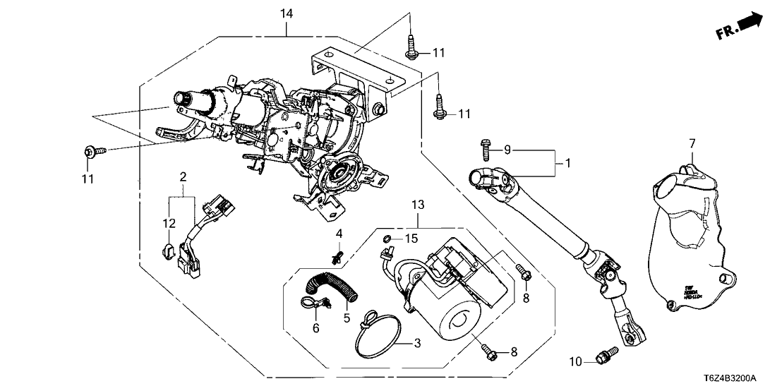 Honda 53282-T6Z-A21 Column Complete, Steering