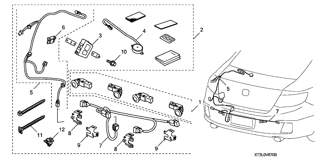 08V67-T3L-1B031 Honda Sub-Harness, Back-Up Sensor