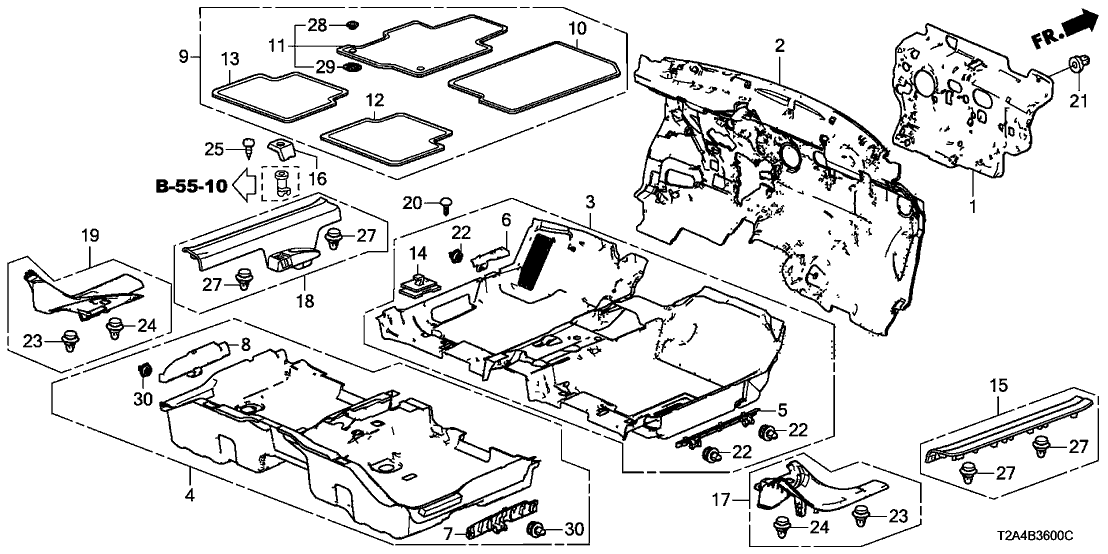 Honda 83304-T2A-A01 Base, R. FR. Clip