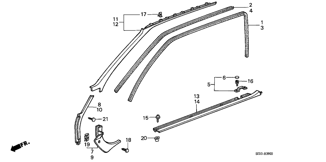 Honda 84151-SE0-000ZA Garnish, L. FR. Pillar *NH91L* (LOFTY GRAY)