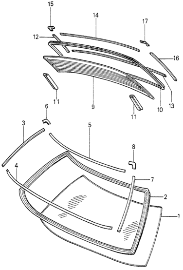 Honda 67202-671-670 Weatherstrip, FR. Windshield