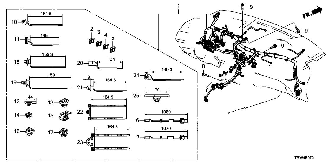 Honda 32117-TRW-A00 Instrument Wire Harness 32117-TRW-A00 Honda Instrument Wire Harness