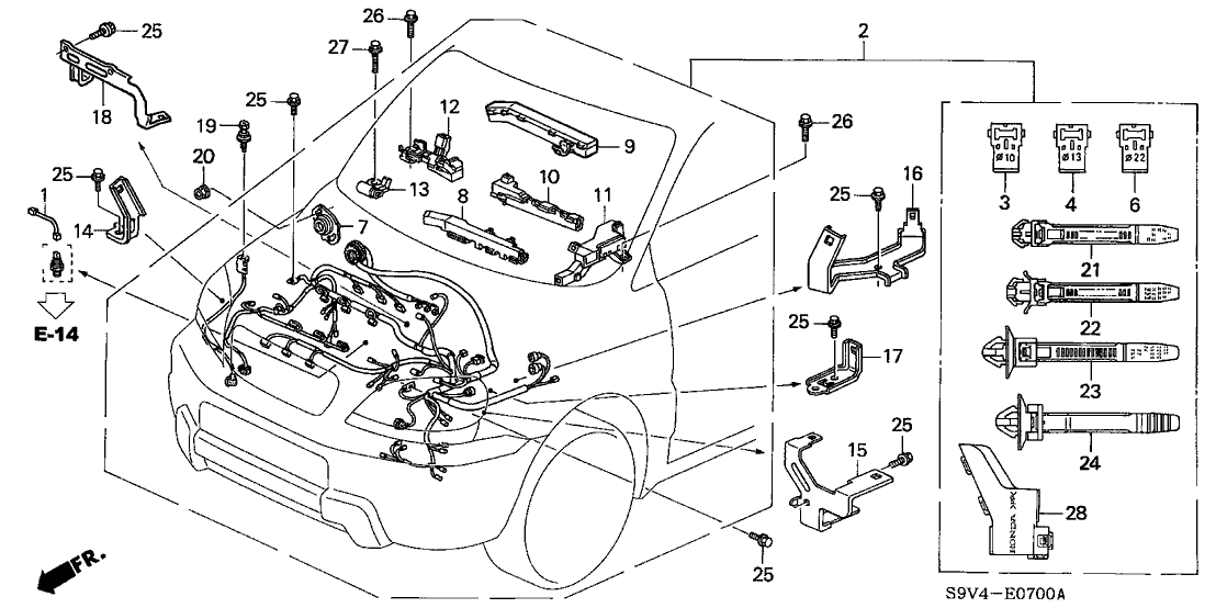 Honda 32744-PGK-A02 Stay D, Engine Wire Harness