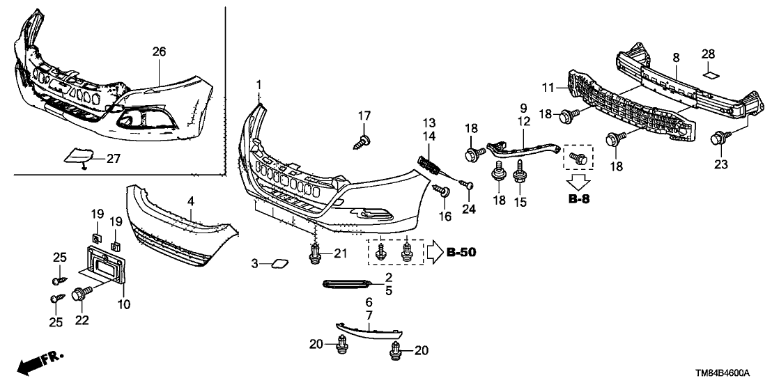 Honda 71138-TF0-000 Seal, FR. Bumper Beam