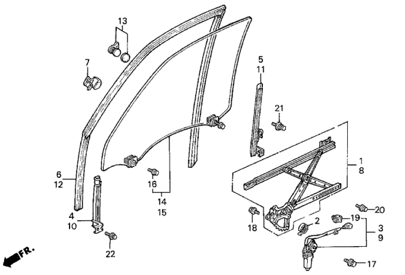 Honda 72231-SM4-A11 Sash, R. FR. Door Center (Lower)