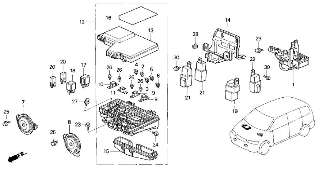 Honda 38250-SX0-Q02 Box Assembly, Relay