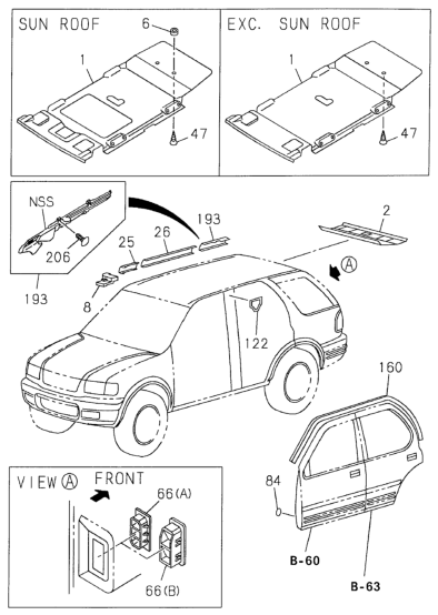 Honda 8-97159-256-1 Lining, RR. Roof (Gray)