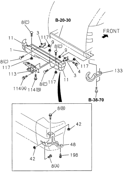 Honda 8-97127-080-1 Bumper, RR.