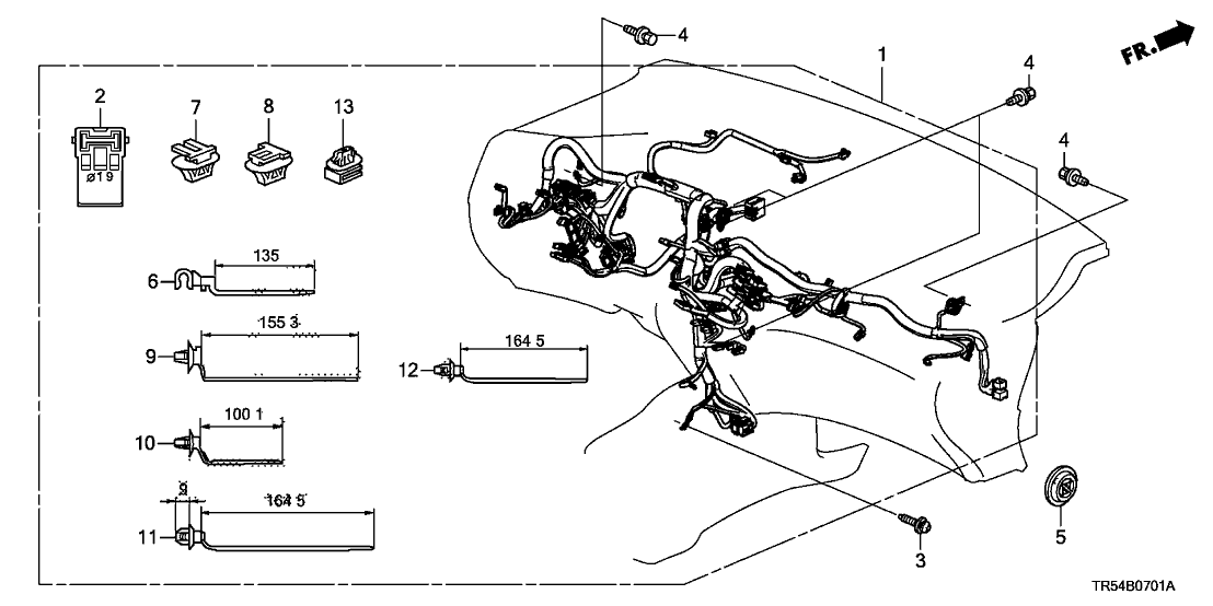 Honda 32117-TR5-A12 Wire Harness, Instrument