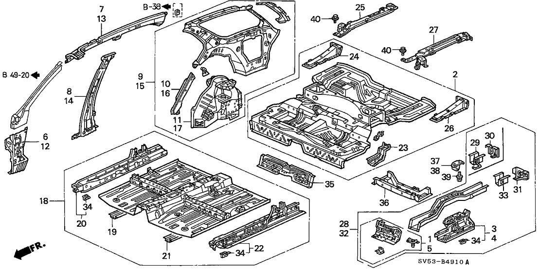 Honda 65565-SV5-A00ZZ Stiffener, L. RR. Floor (Upper)