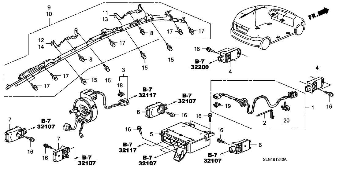 Honda 32118-SLN-A00 Sub-Wire, Satellite Sensor