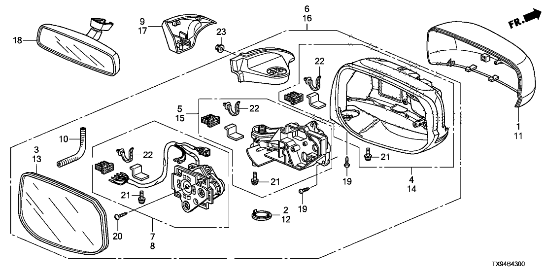 Honda 76258-TX9-305 Mirror Assembly, Driver Side Door (Coo) (Flat) (R.C.)