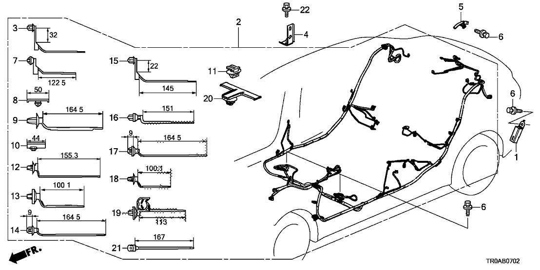 Honda 32107-TR3-A11 Wire Harness, Floor