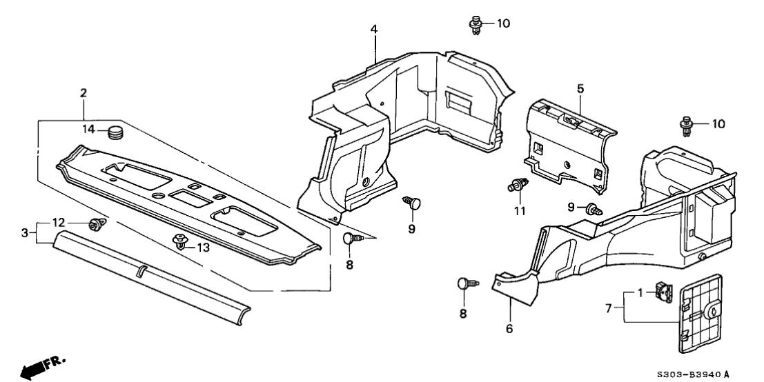 Honda 84512-S30-000ZA Garnish, RR. Bulkhead *NH167L* (GRAPHITE BLACK)