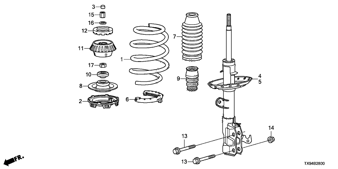 Honda 51611-TX9-A03 Shock Absorber Unit, Right Front