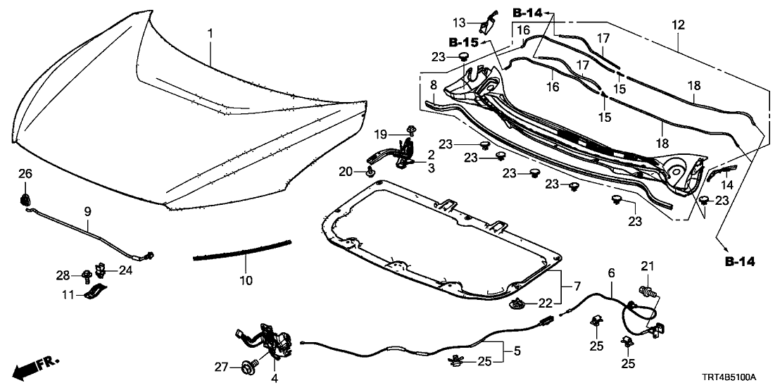 Honda 74131-TRT-A01 Wire Assembly, Front Hood