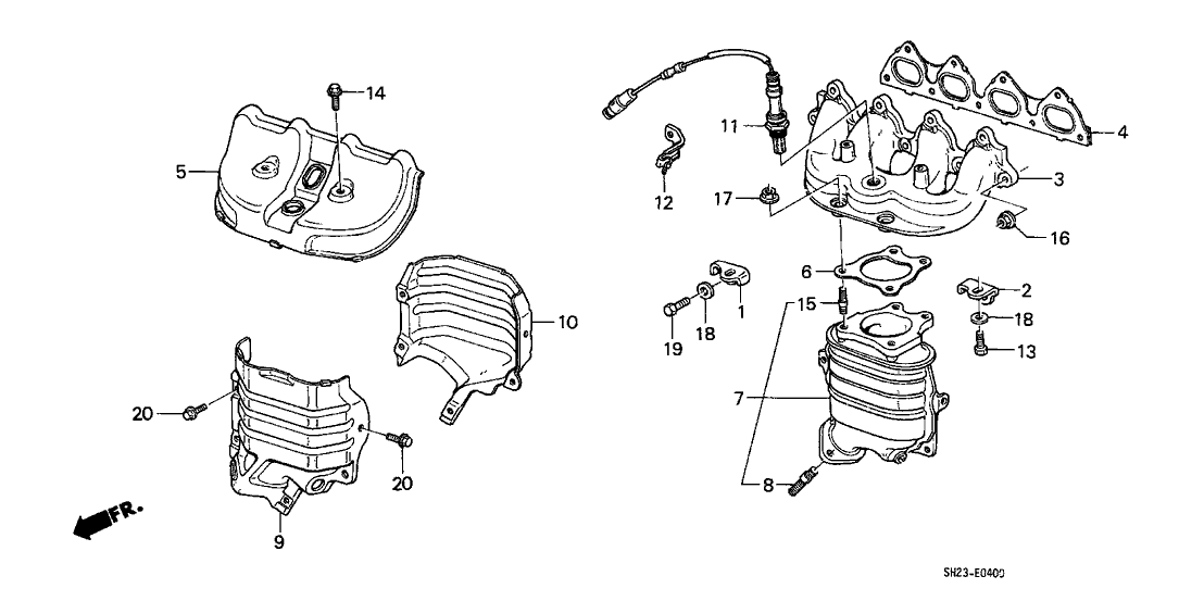 Honda 18182-PM8-A01 Cover, FR. Converter