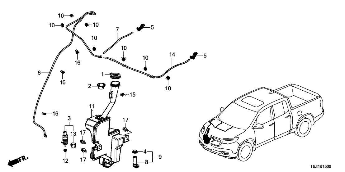 Honda 76806-T6Z-A01 Motor Assembly, Windshield Washer