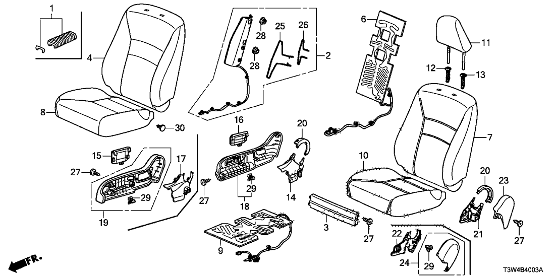 81125-T2G-L41ZA Honda Cover Set, Passenger Side Trim (Cashmere Ivory) (Leather) (Side Airbag)