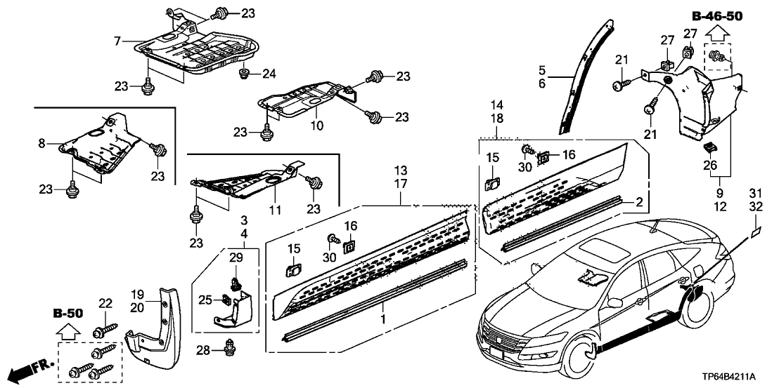 Honda 75316-TP6-A11 Clip B,Door LWR Grn