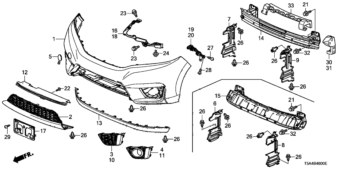 Honda 71173-T5R-A20 Support,FR Bumper