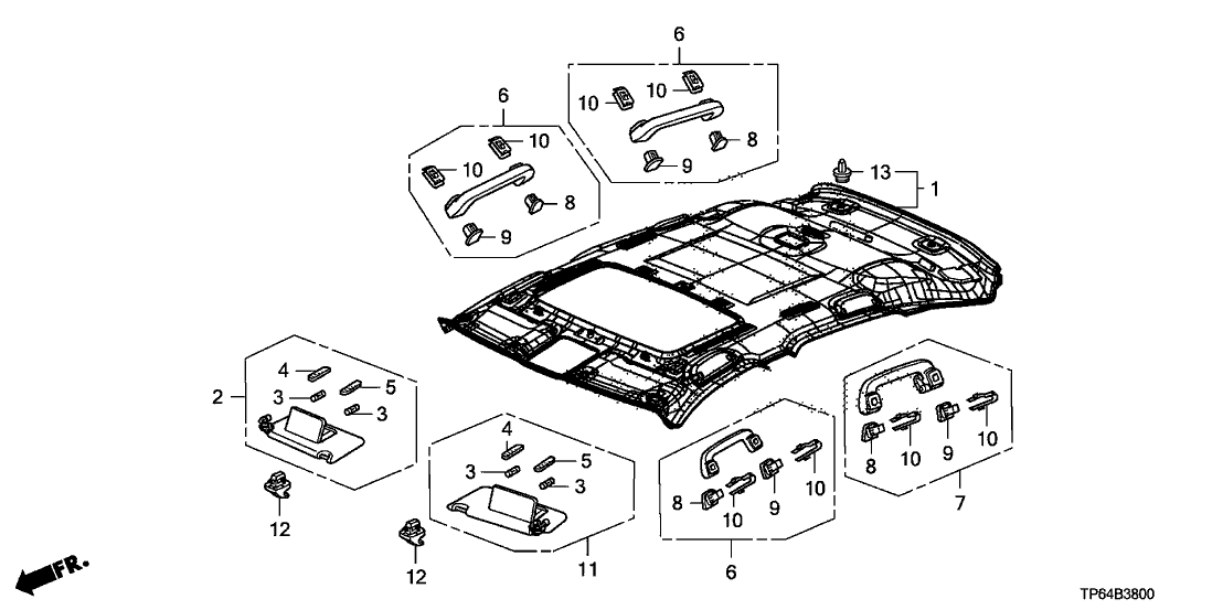 Honda 83200-TP6-R01ZA Lining Assy., Roof *NH686L* (Sunroof) (WARM GRAY)