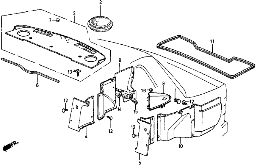 Honda 74831-SB0-000ZF Cover, L. RR. Bulkhead *B49L* (FAIR BLUE)