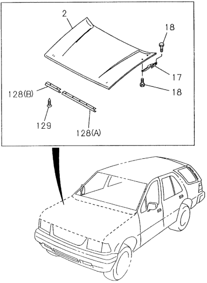 Honda 8-94388-234-4 Hinge, Passenger Side Engine Hood