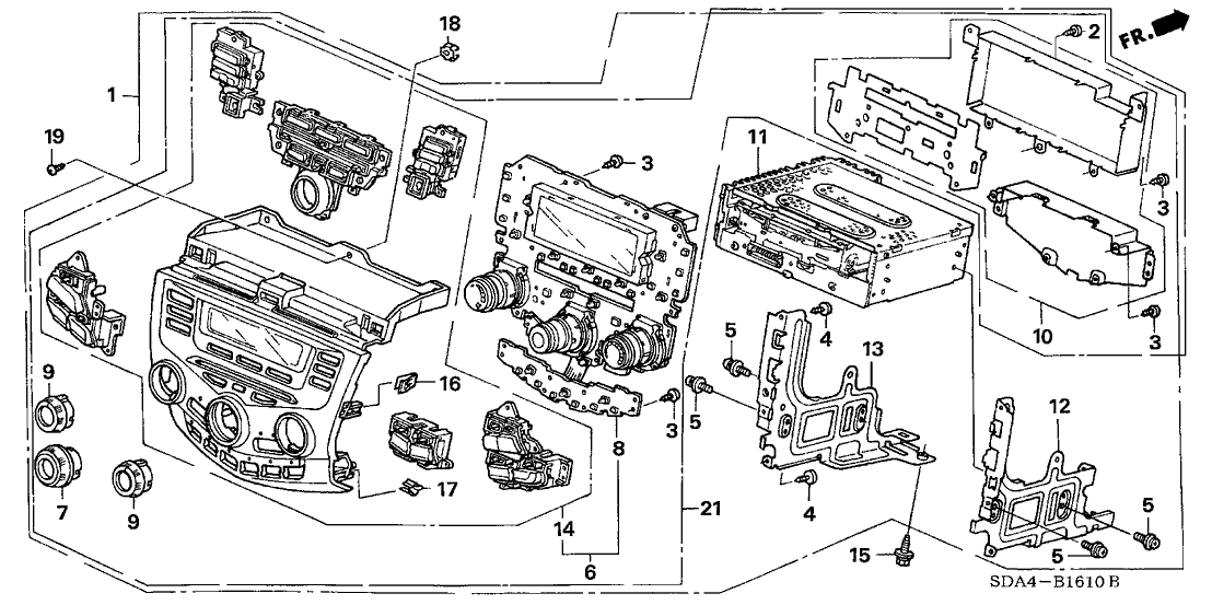 Honda 39177-SDA-A62ZA Control Assy., Center Panel *NH482L* (UA BLACK METALLIC)