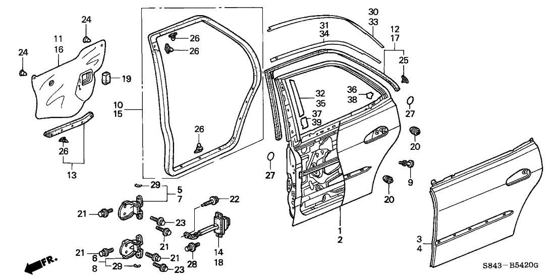Honda 67920-S4K-305ZZ Hinge, Right Rear Door (Lower)