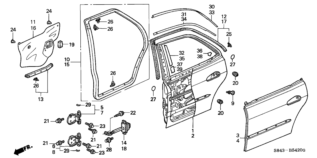 Honda 67950-S4K-305ZZ Hinge, Left Rear Door (Upper)