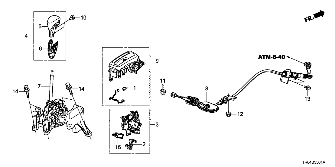 Honda 54200-TR0-A51 Bracket Set, Select Lever