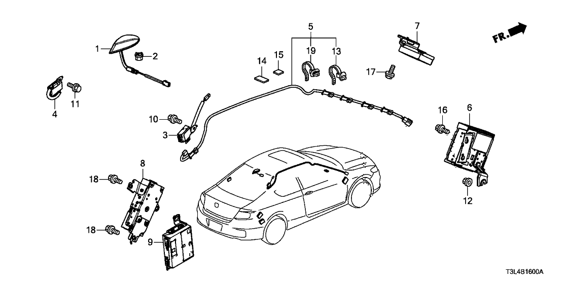 Honda 39160-T3L-C01 Feeder Assembly, Roof Antenna