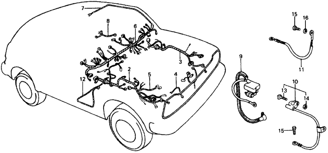 Honda 32830-657-670 Wire, Seat Belt Switch Leading