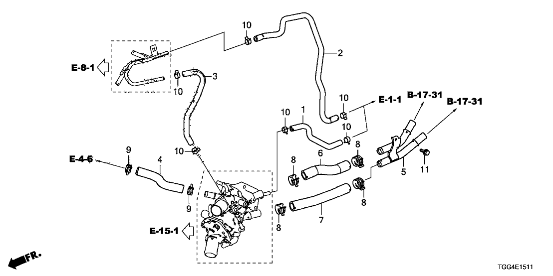 Honda 19527-RPY-G00 Hose, Turbocharger Water Inlet