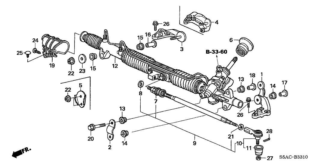 Honda 53439-S5A-A00 Stiffener B, Steering Rack