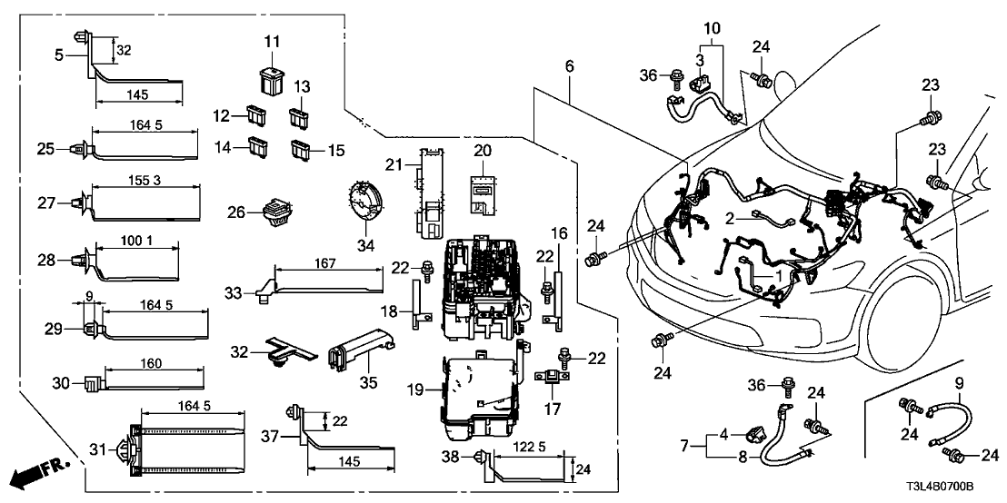 Honda 32200-T3L-A00 Wire Harness, Engine Room