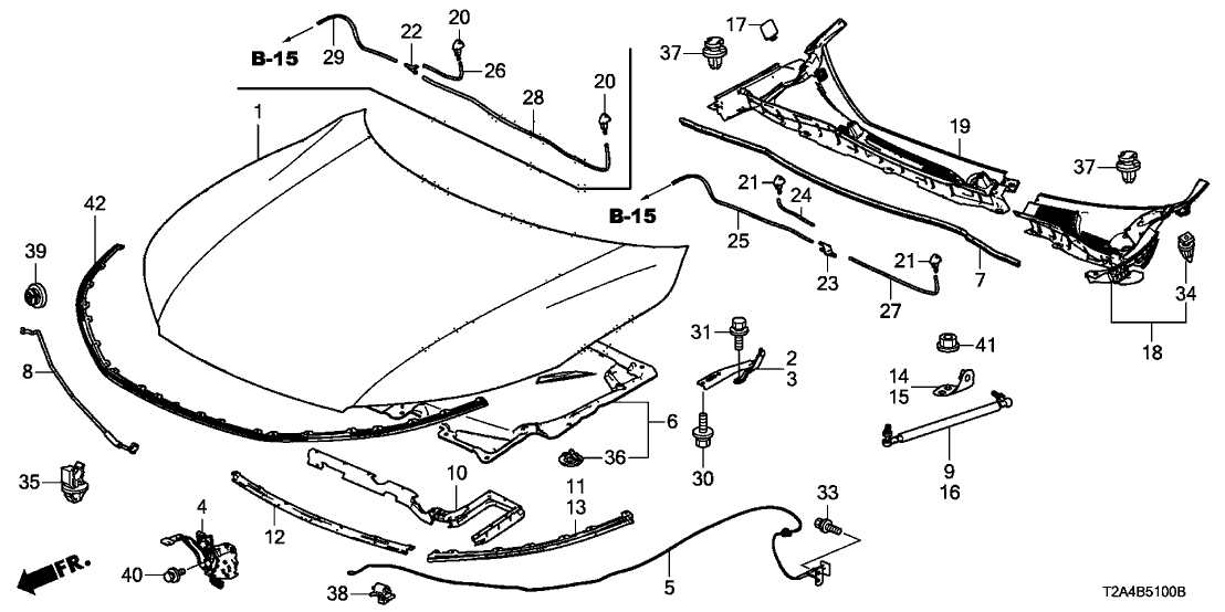 Honda 74141-T2F-Y00 Insulator,Hood