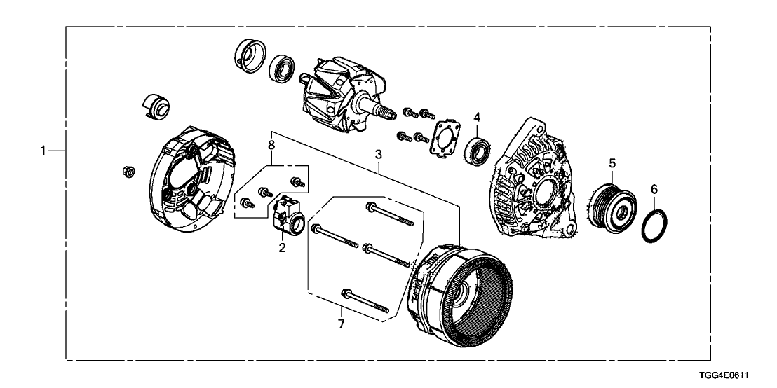 Honda 31108-RPY-305 Frame Assembly, Rear Stator